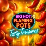 logo Big Hot Flaming Pots Tasty Treasures