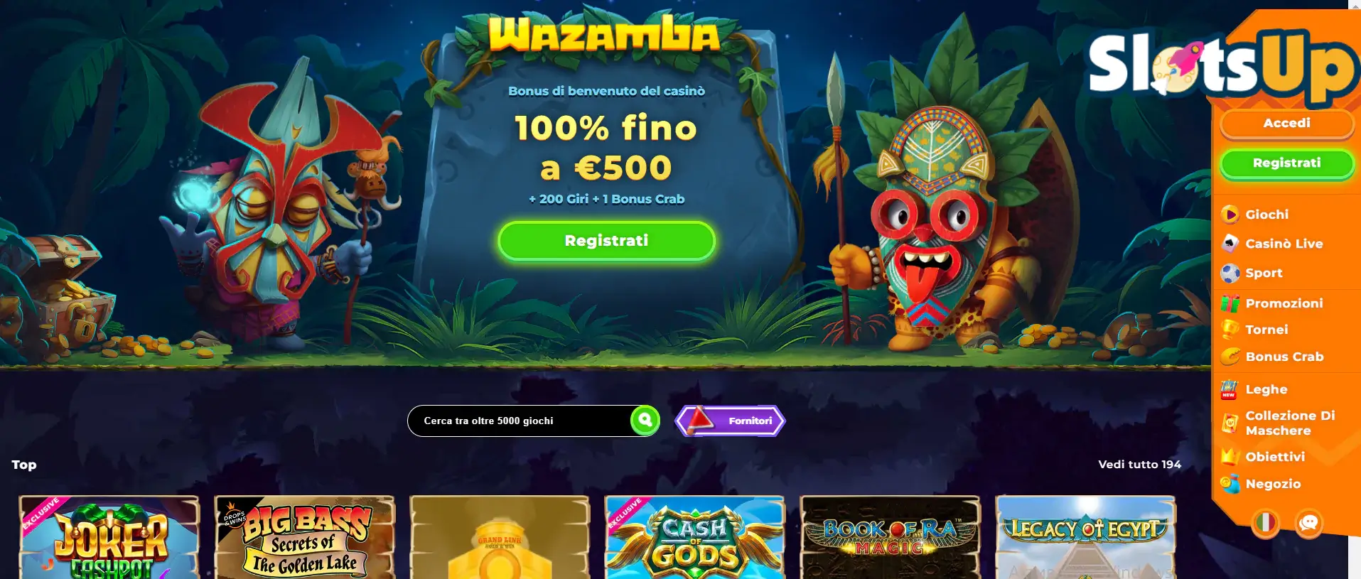 Wazamba Accedi