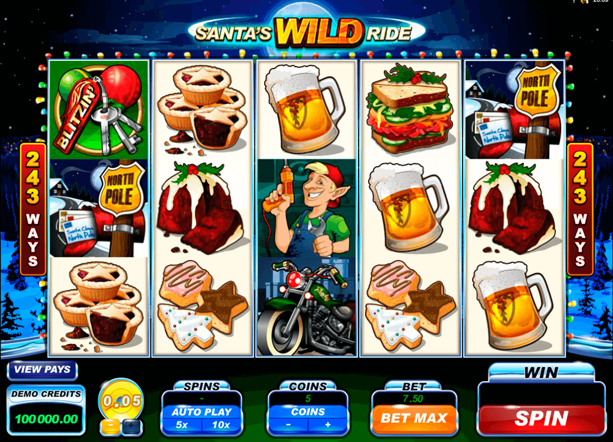 santas wild ride microgaming slot machine 